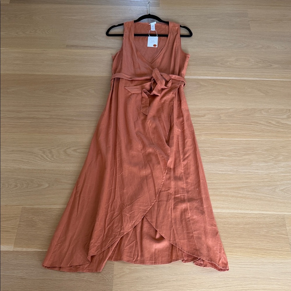 Andie Burnt Orange High-Low Wrap Dress